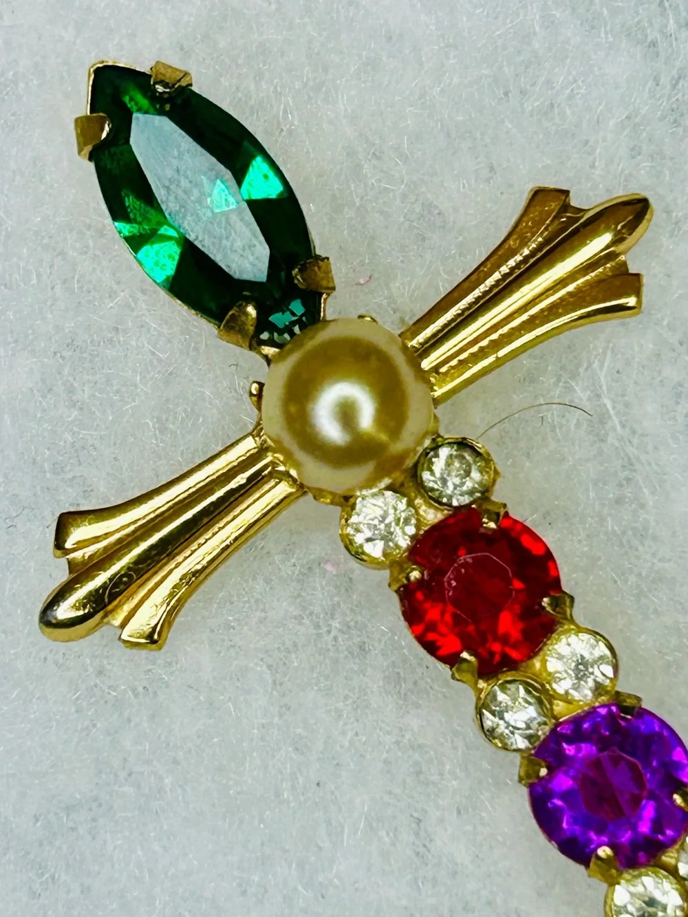 Vintage Sterling Vermeil Rhinestone Sword Brooch (c. 1955–1965)